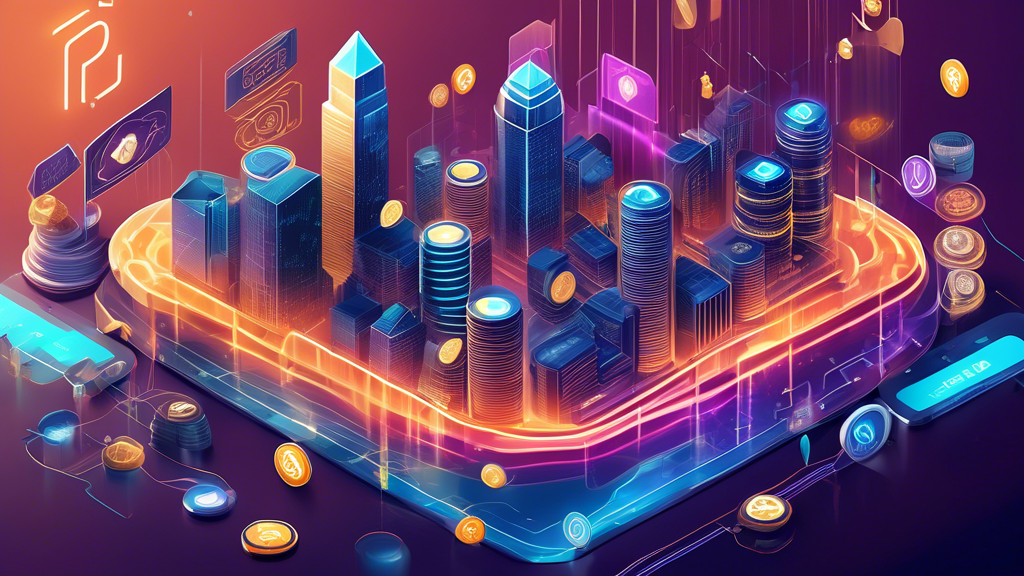 Create an image depicting the dynamic and rapidly evolving world of cryptocurrency. Show a futuristic cityscape where buildings are adorned with digital screens displaying various cryptocurrencies like Bitcoin, Ethereum, and other altcoins. Include elements like blockchain networks interconnecting the buildings, people engaging in digital transactions using mobile devices, and holograms showcasing rising and falling market trends. Emphasize a sense of innovation and technological advancement.
